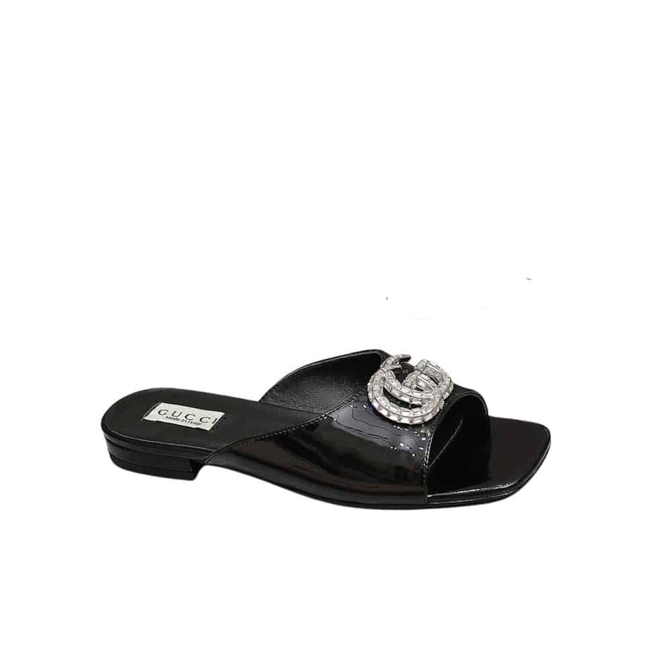Gucci Gg Crystal Slippers Black view 2