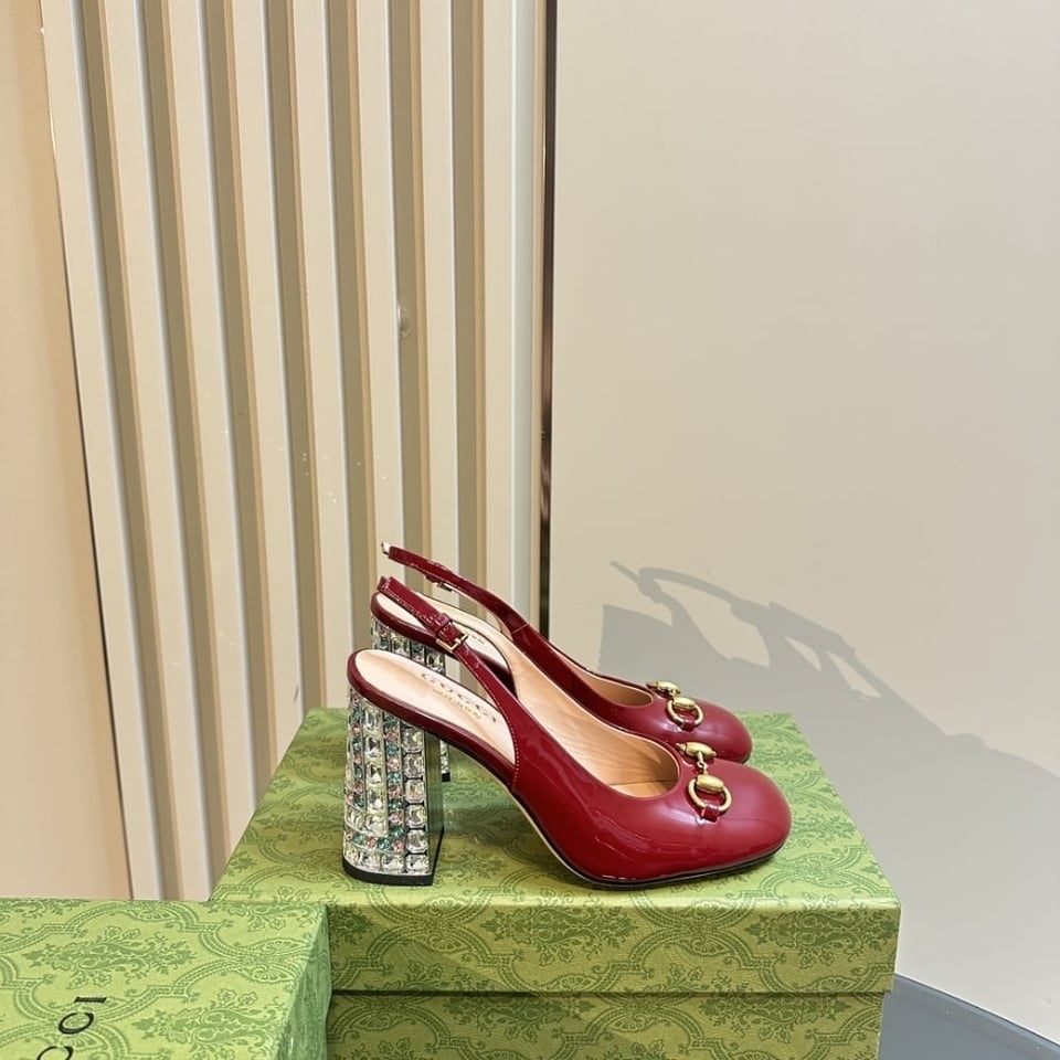 Gucci Women’S Horsebit Pump With Crystals Red view 6