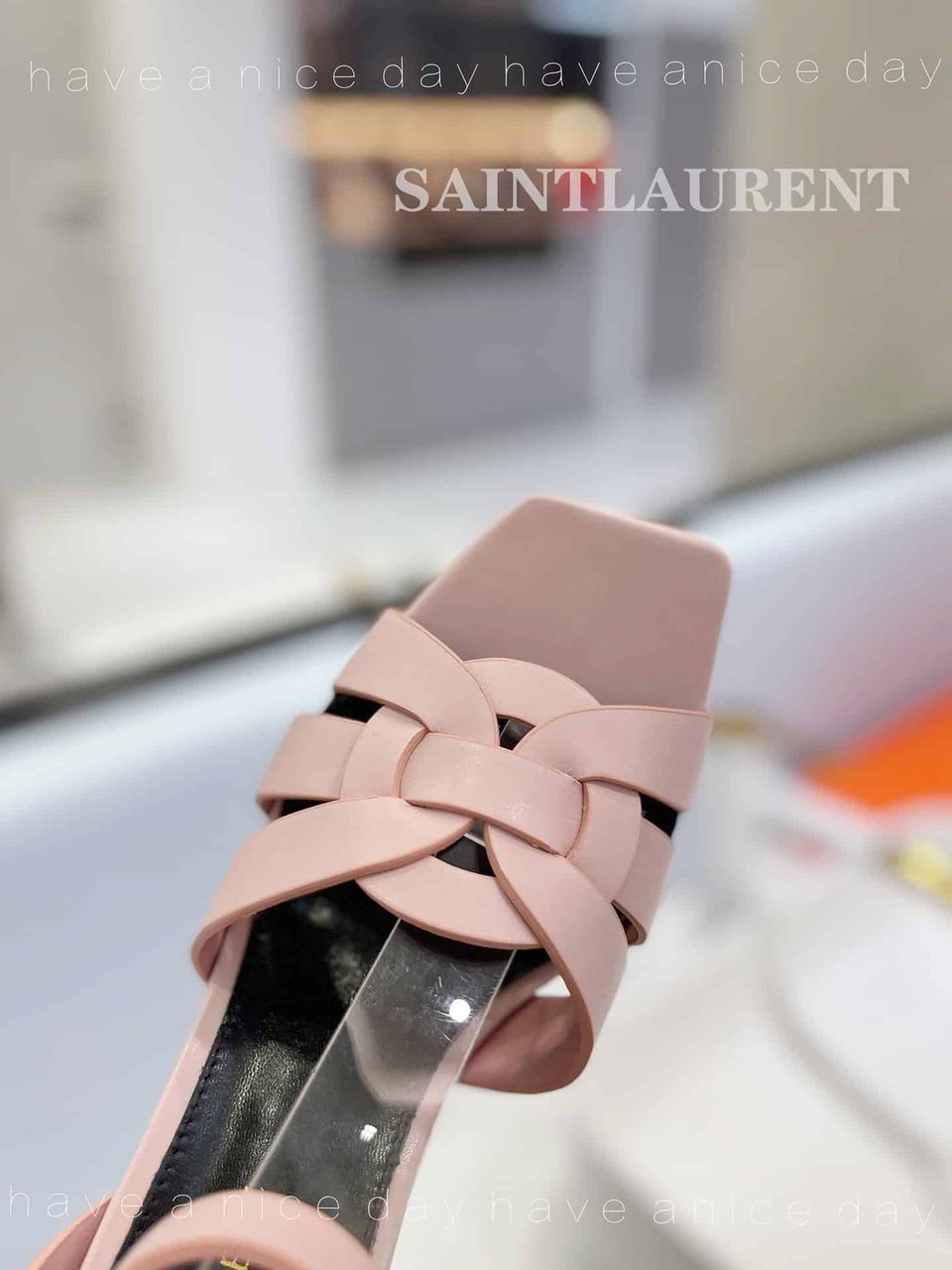 Saint Laurent Tribute Platform Sandals In Smooth Leather Pink view 8