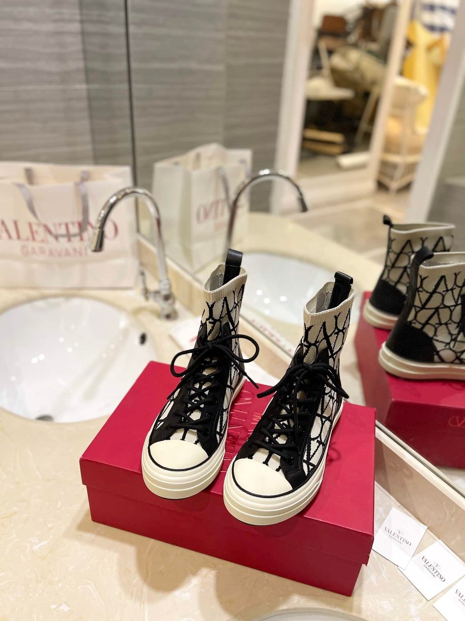 Valentino Garavani Toile Iconographe Socks Sneakers White view 8