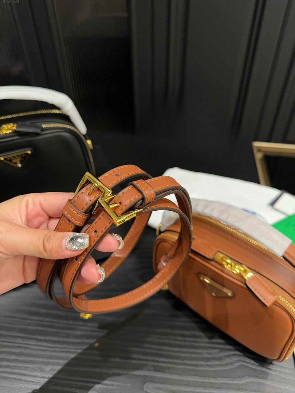 Prada Odette Leather Mini Bag Brown 18Cm view 5