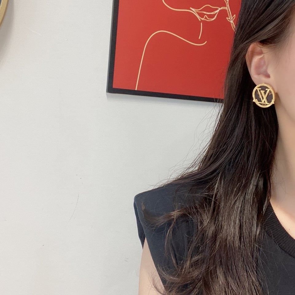 Louis Vuitton Compass Monogram Earrings Gold view 7