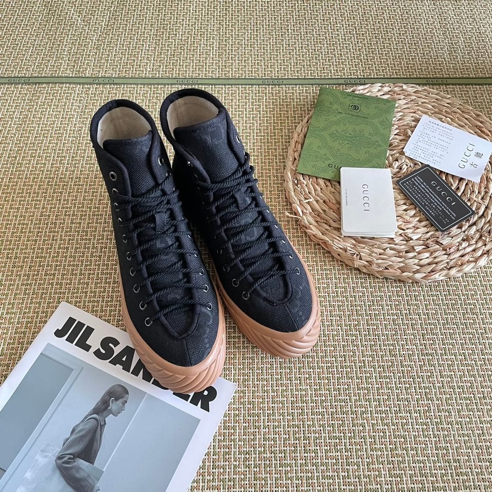 Gucci All Over Gg Logo High Top Sneakers Black view 6