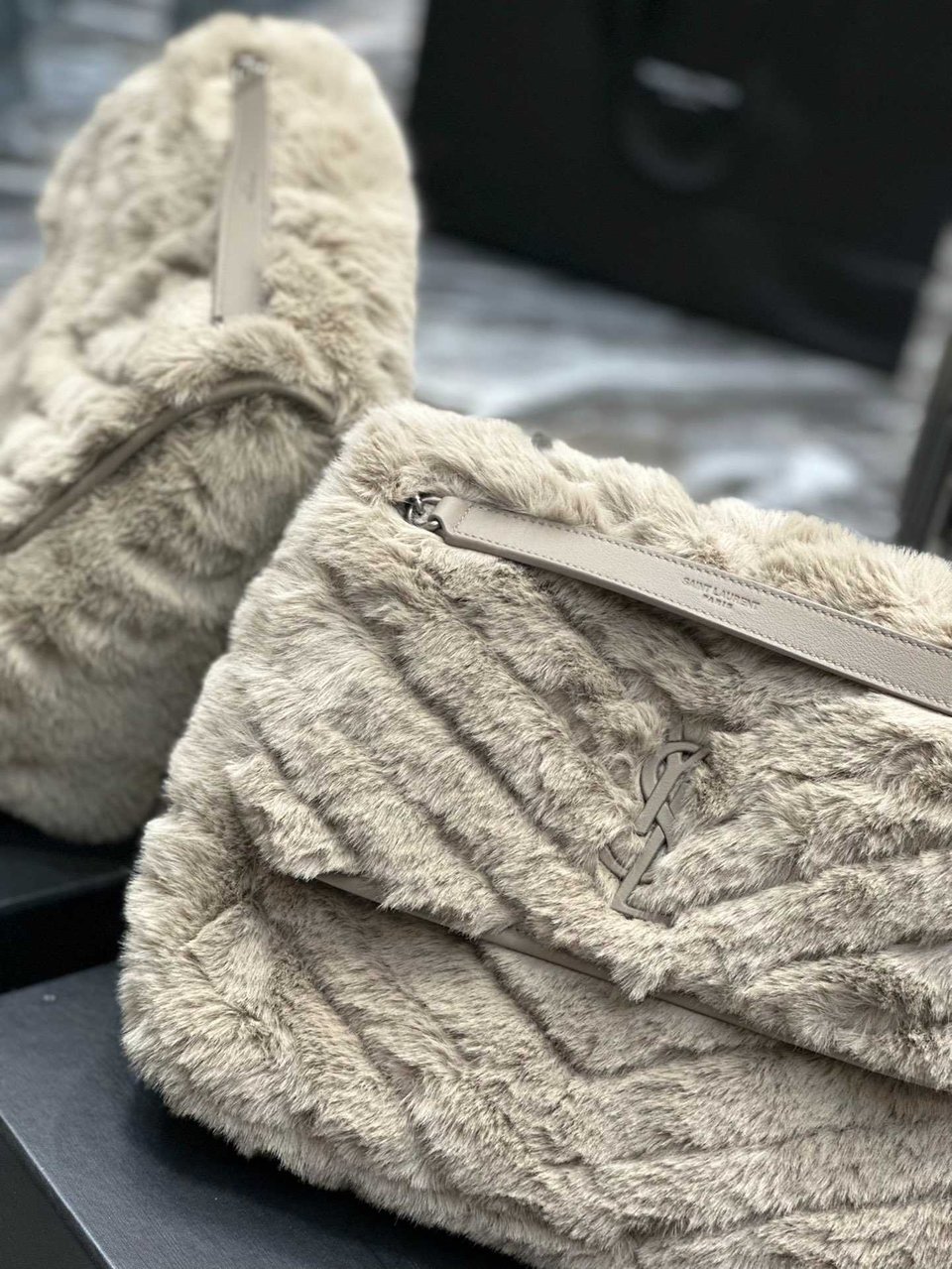 Saint Laurent Niki Medium Chain Bag In Shearling Brown view 11