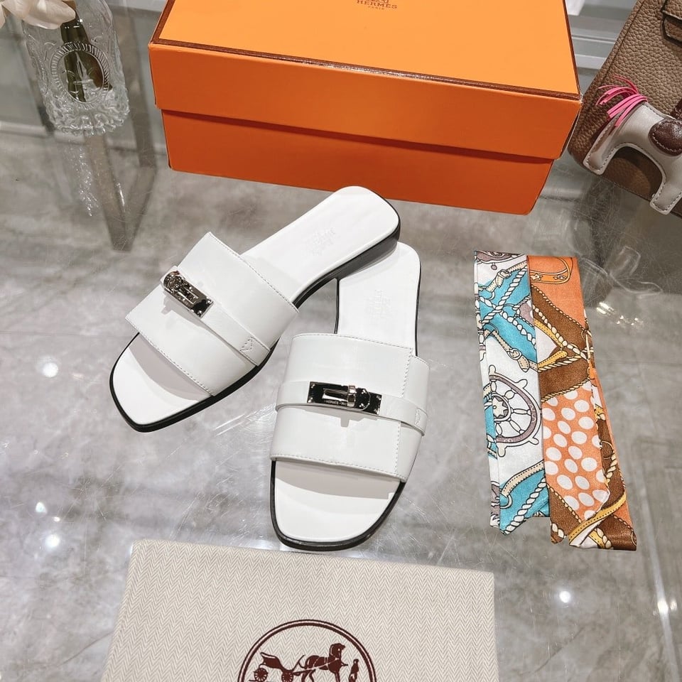 Hermes Giulia Sandal White view 4