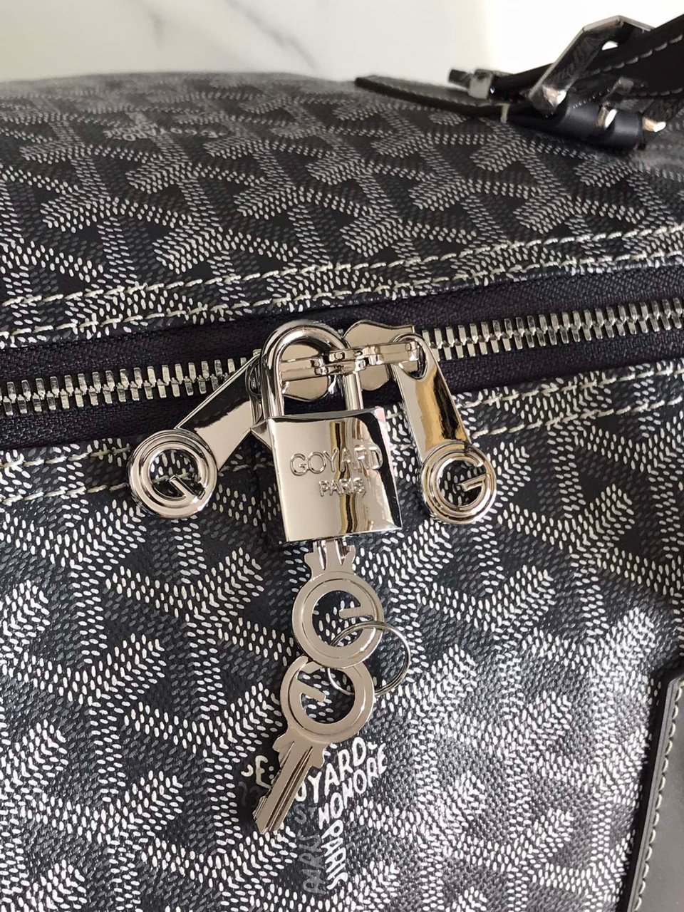 Goyard Boston 50 Bag Cm Gray Goyardine Canvas And Calfskin Trim view 9