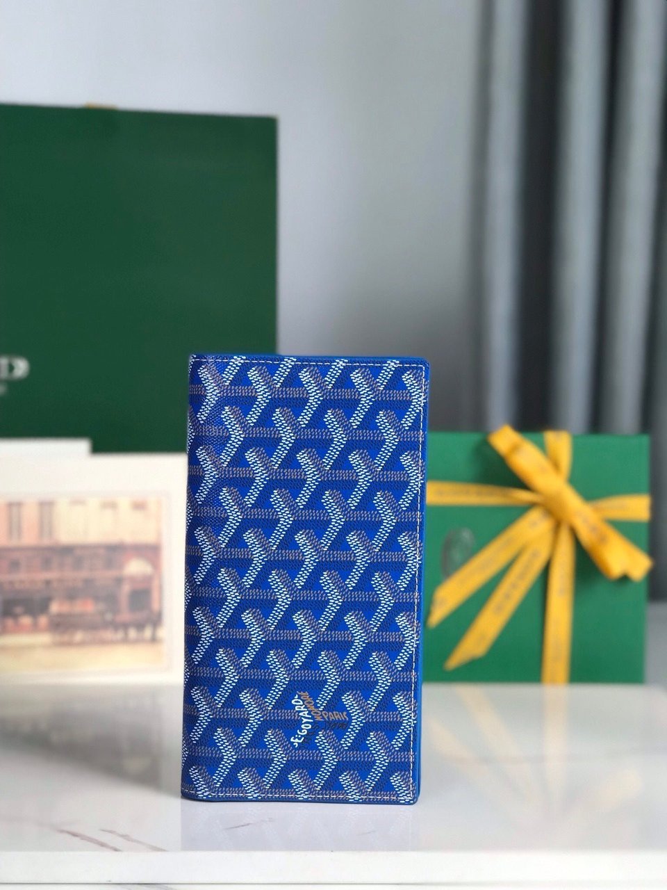 Goyard Richelieu Wallet 19 Cm Sapphire Blue Goyardine Canvas view 8