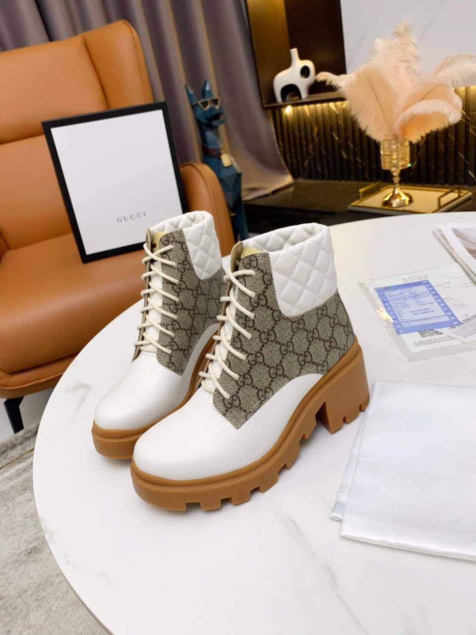 Gucci Gg Supreme Ankle Boots White view 5