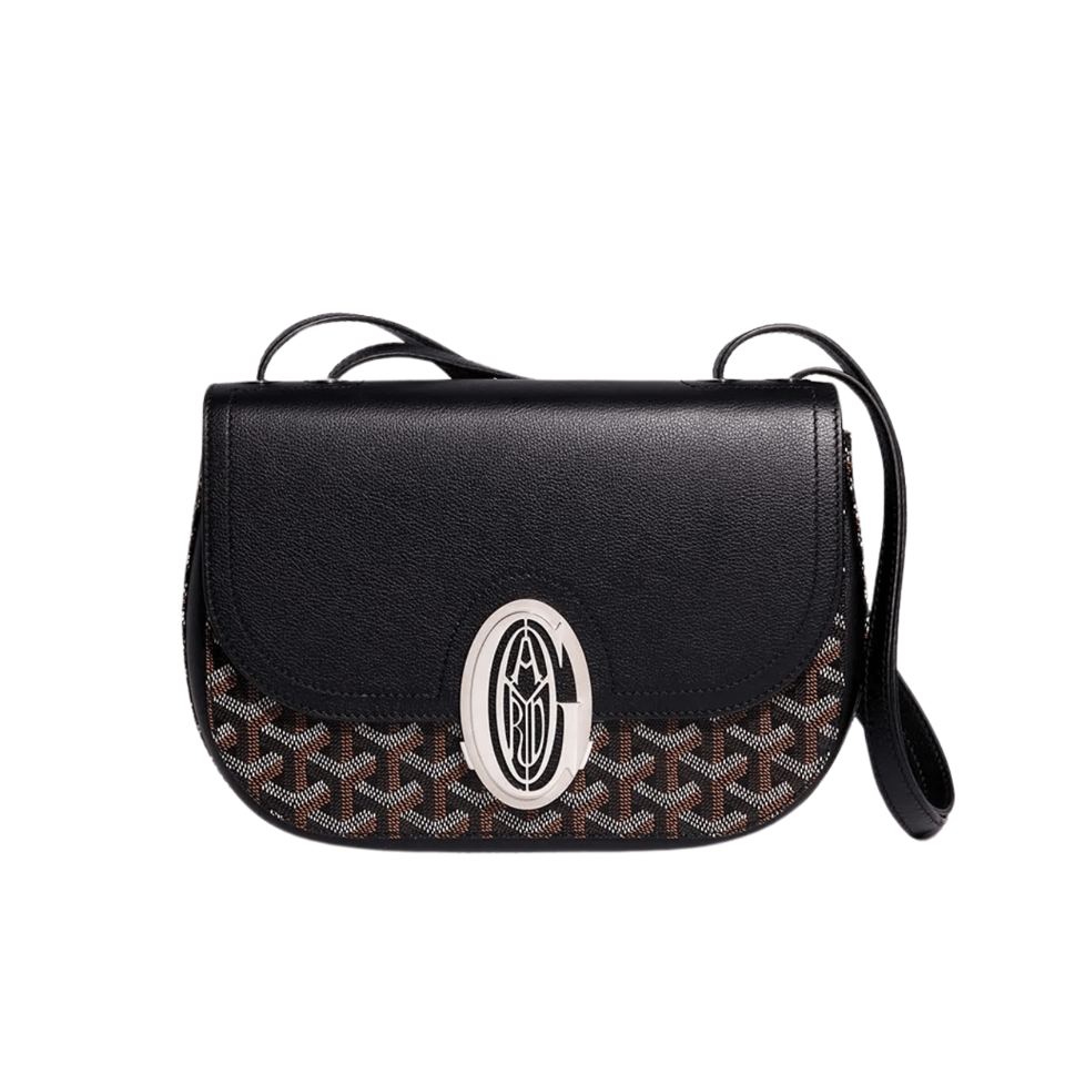 Goyard 233 Bag 25 Cm Black Calfskin And Goyardine Canvas