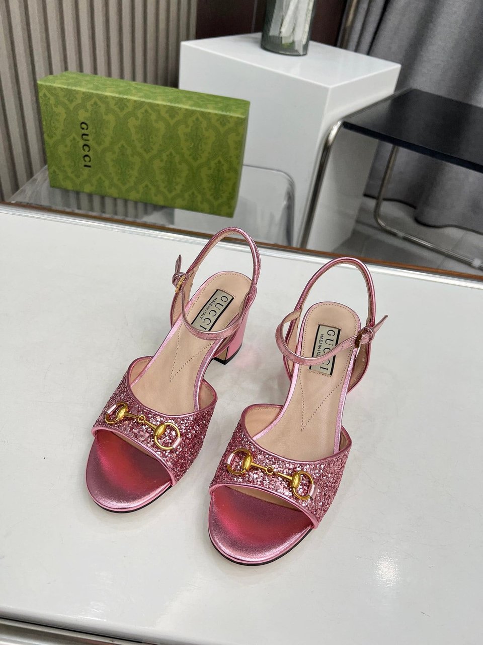 Gucci Horsebit Sandal ?Metallic Pink 771697 Ksp20 5560 view 4