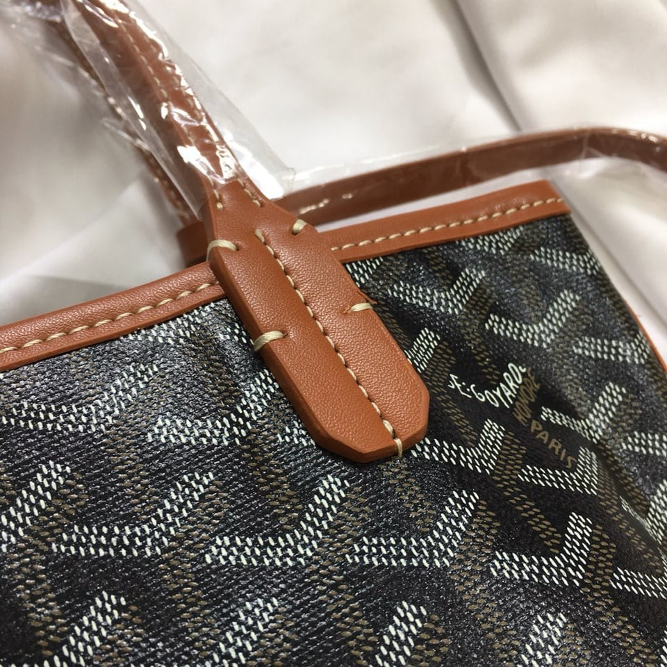 Goyard Anjou Mini Bag 20cm Black And Tan Canvas view 3