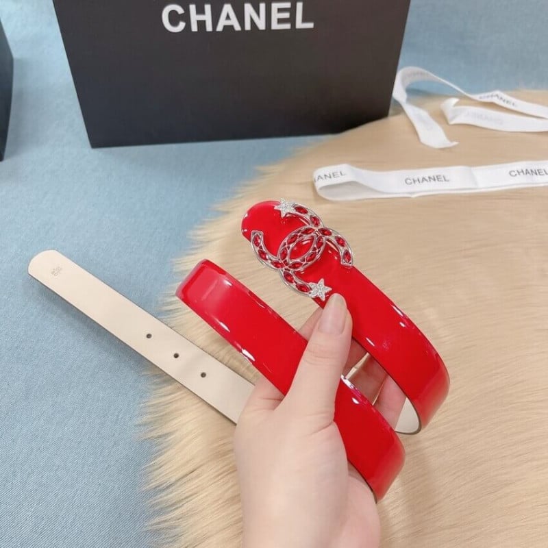 Chanel Patent Leather CC Logo Skinny Belt view 3