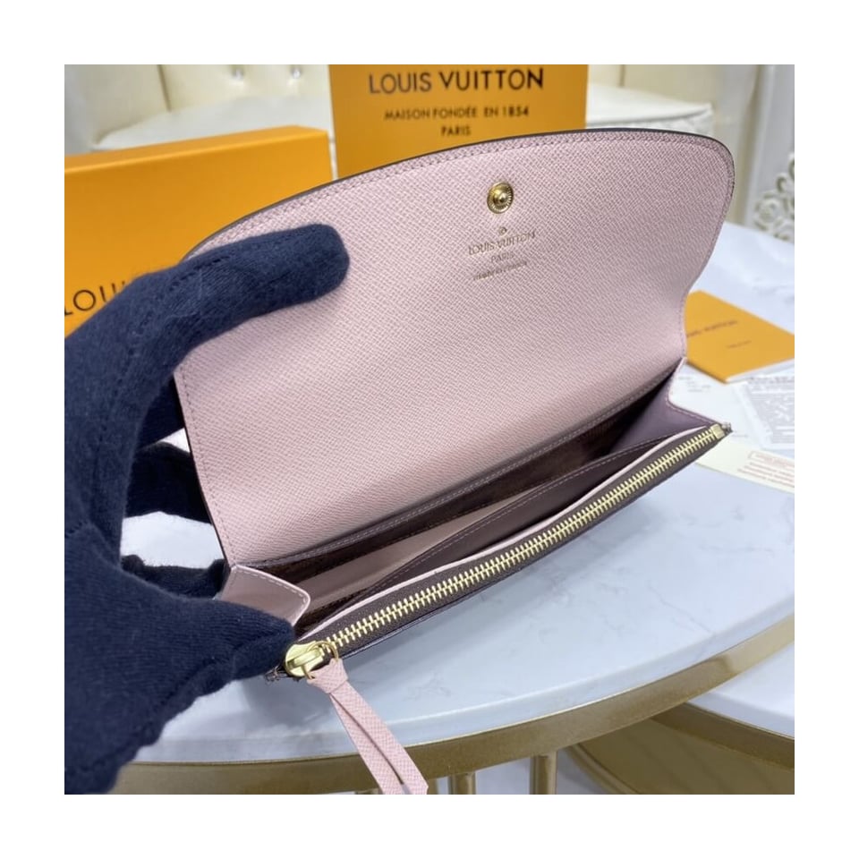 Louis Vuitton Damier Ebene Emilie Wallet Pink view 9