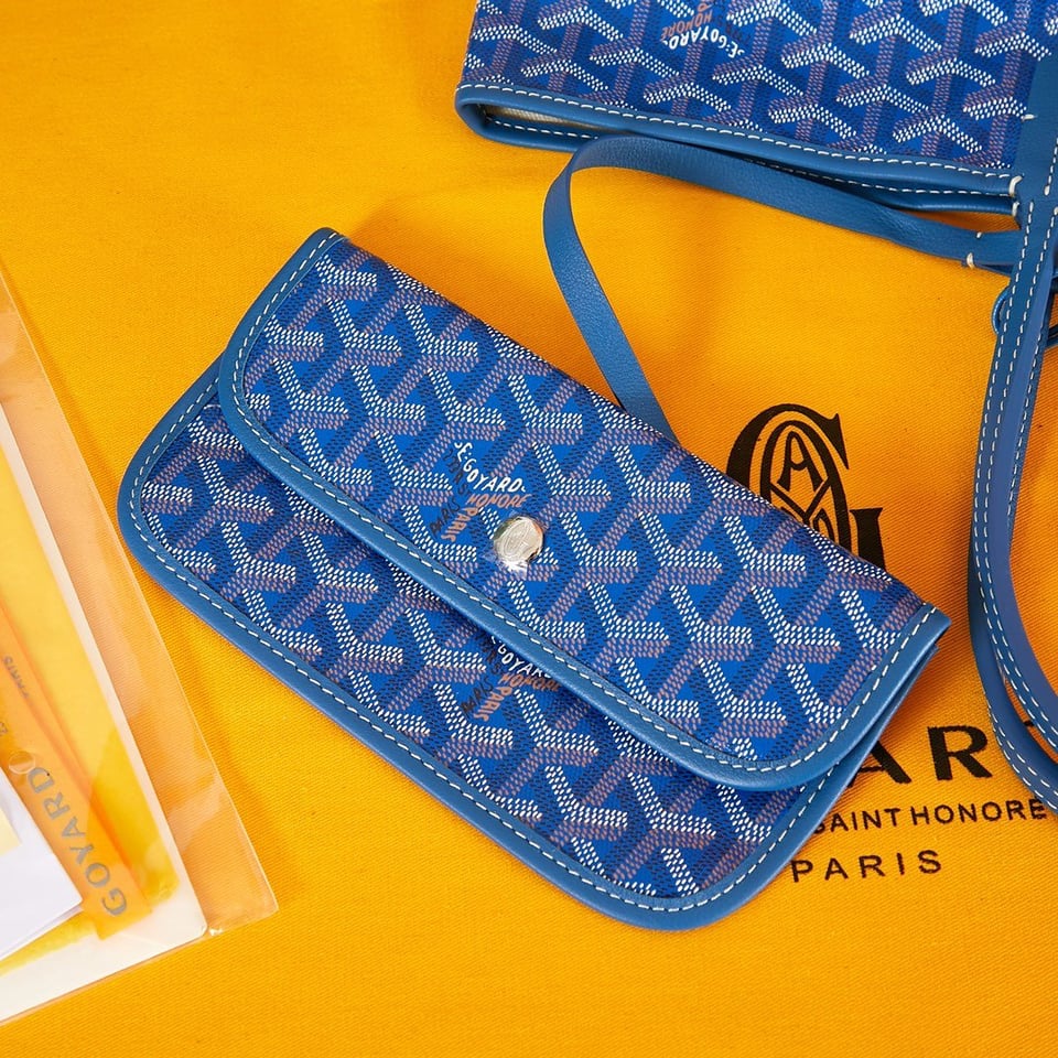 Goyard Saint Louis Pm 34Cm Blue Canvas Chevroches Calfskin view 4