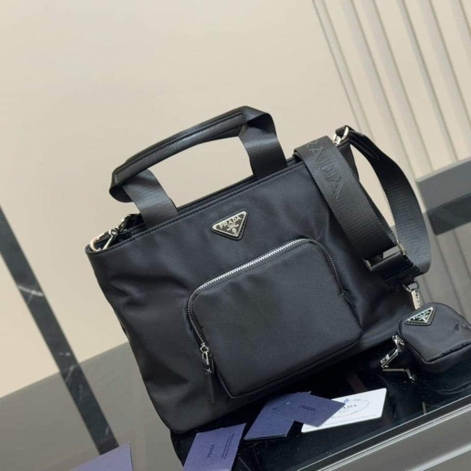 Prada Re Nylon Tote Bag Black 32Cm view 3