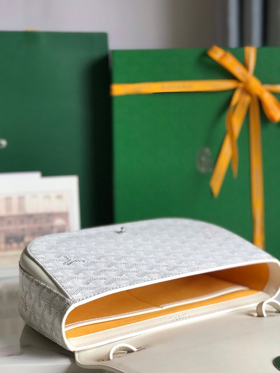 Goyard 233 Bag 25 Cm White Calfskin And Goyardine Canvas 25cm view 6