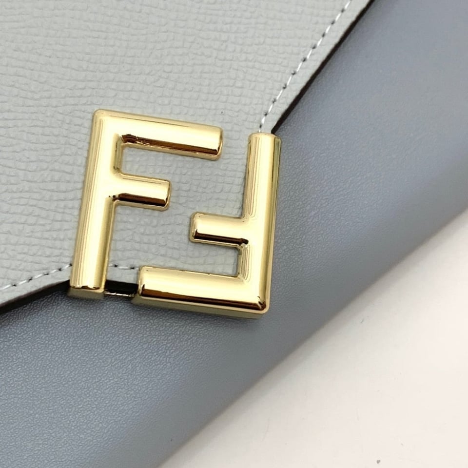 Fendi Ff Diamonds Continental With Chain Leather Wallet Light Blue 19Cm view 6