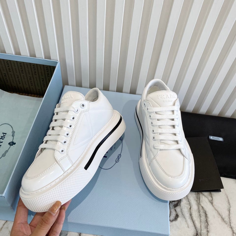 Prada Macro Re-Nylon And Brushed Leather Sneakers White 2Eg3763Lf5F0009 view 9