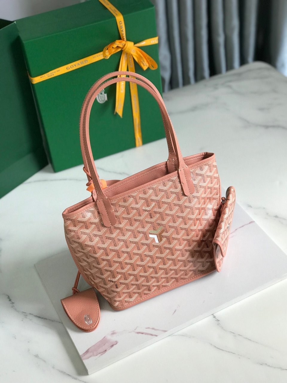 Goyard Anjou Mini Bag 20cm Manhattan Pink Calfskin And Goyardine Canvas view 7