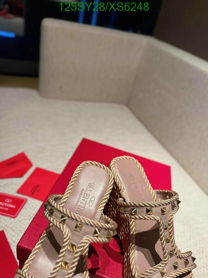 Valentino Garavani Rockstud Leather Wedge Sandals Beige view 7