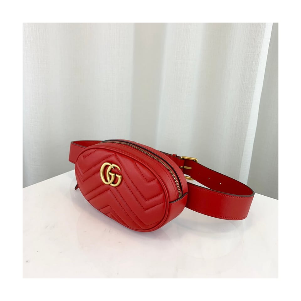 Gucci GG Marmont Matelasse Leather Belt Bag Red view 9