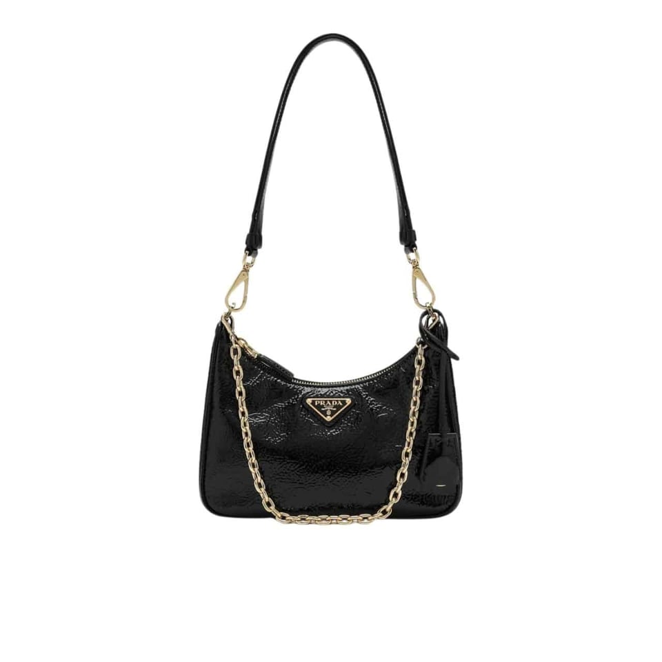 Prada Re Edition Mini Bag In Naplak Patent Leather Black 28Cm view 2