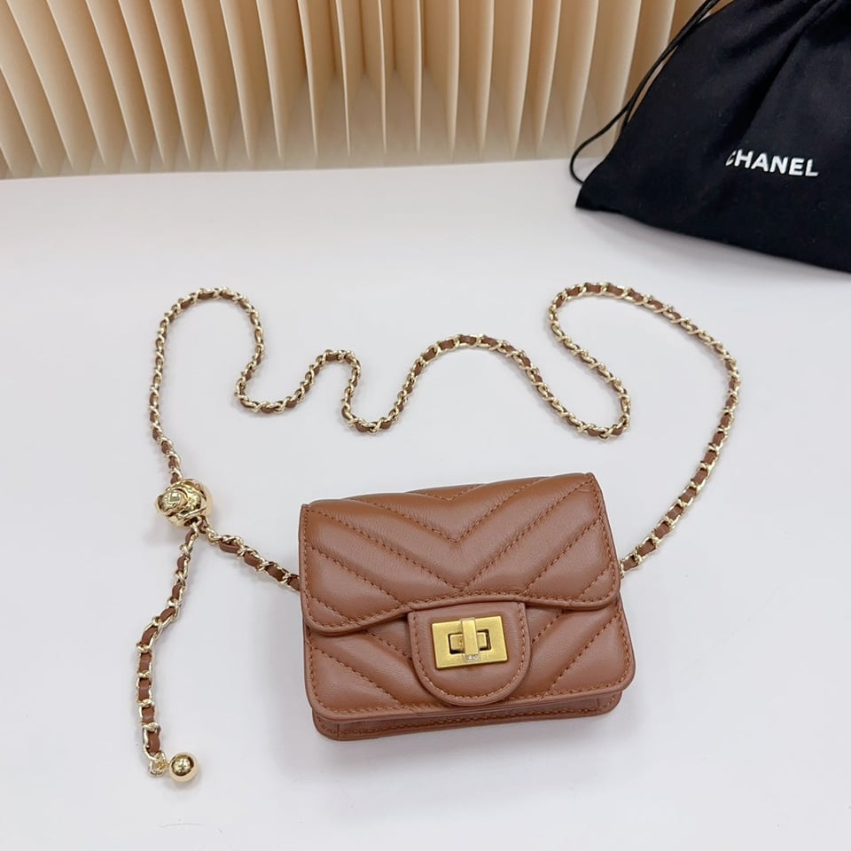 Chanel 2.55 Belt Bown Chevron Lambskin Bag