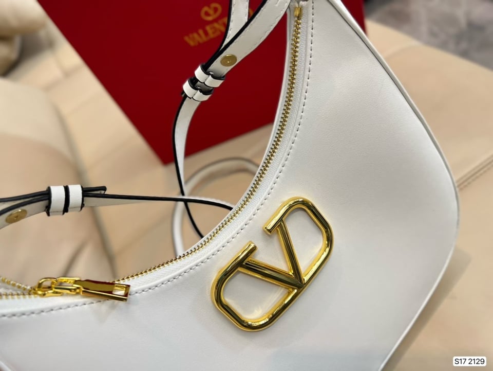 Valentino Garavani Stud Sign Calfskin Hobo Bag in Light Ivory 30cm view 11