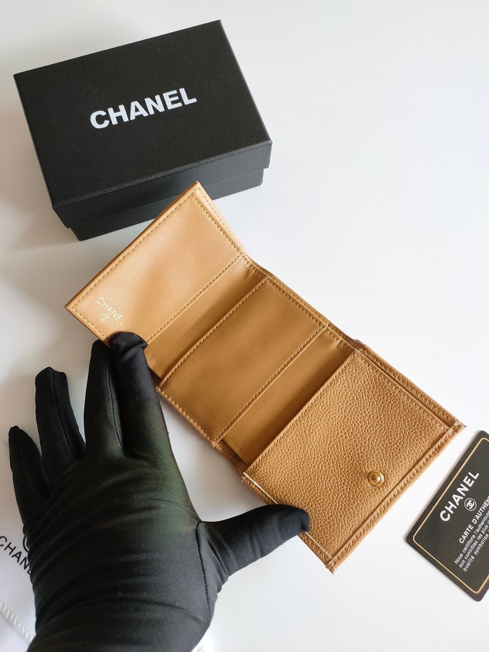 Chanel Trifold Purse 12 Amber Grained Calfskin Gold Icon view 4