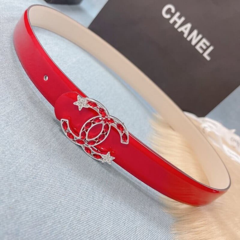 Chanel Patent Leather CC Logo Skinny Belt view 2