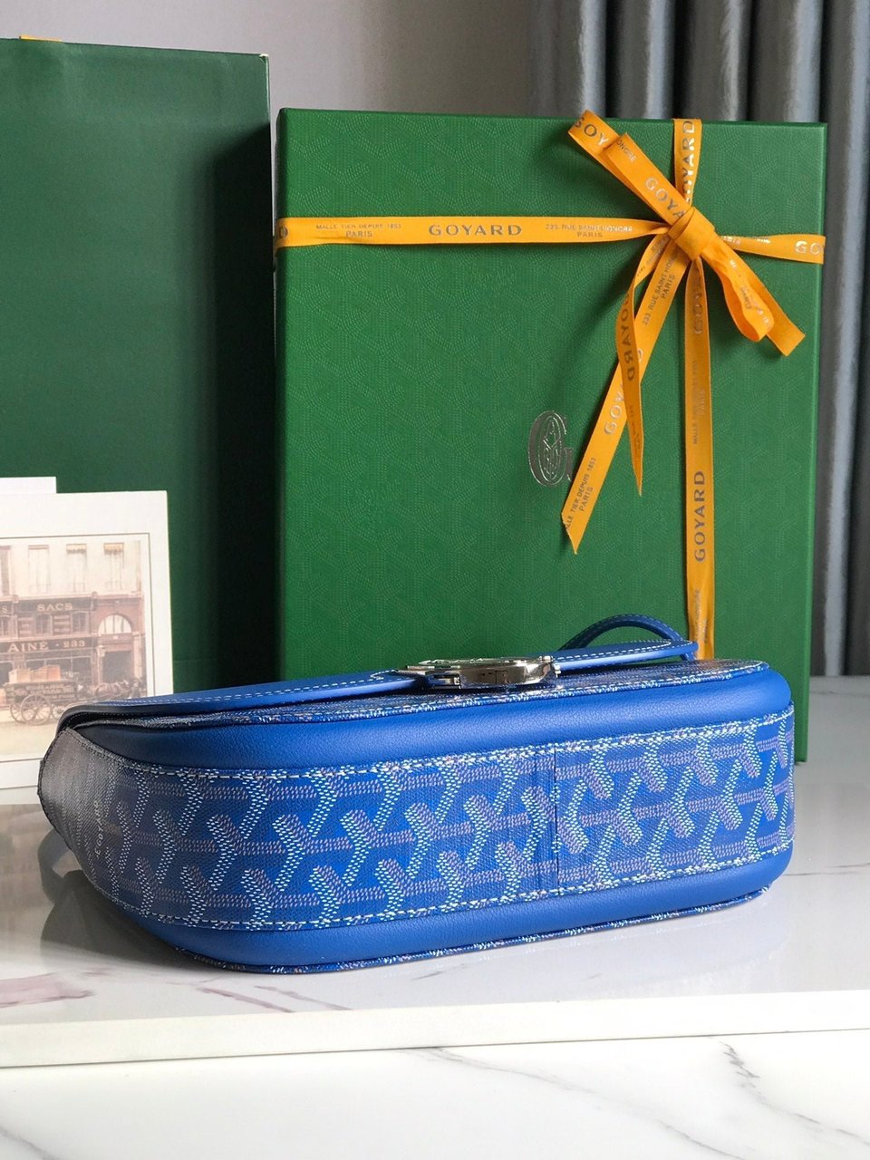 Goyard 233 Bag 25 Cm Sapphire Blue Calfskin And Goyardine Canvas 25cm view 6