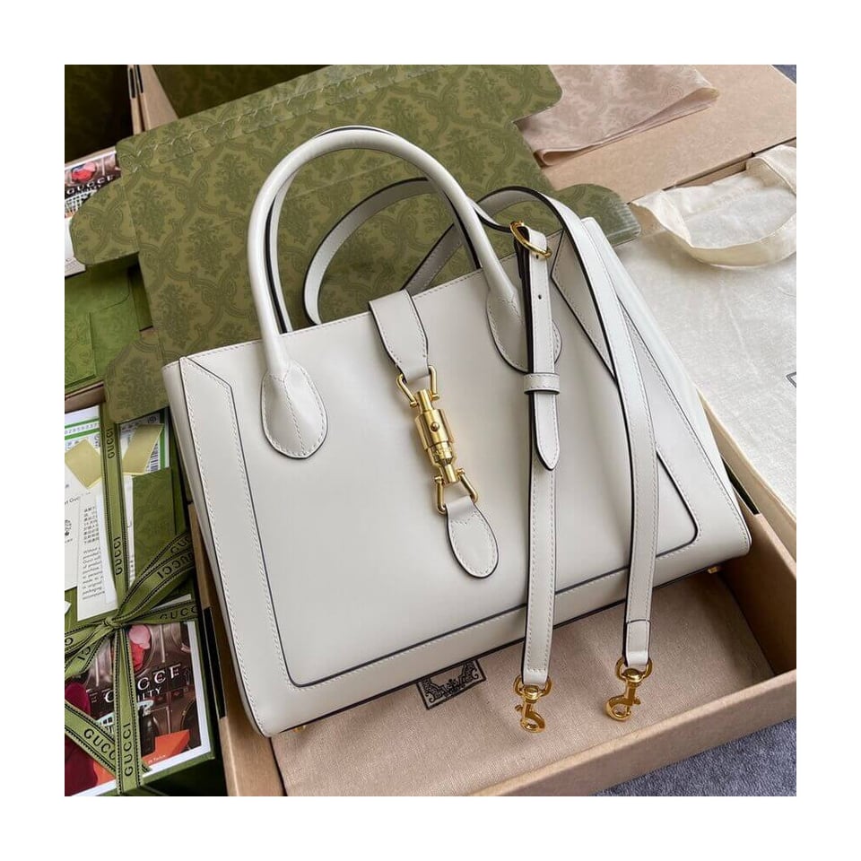 Gucci Jackie 1961 Medium Tote Bag in White Leather 30cm view 16
