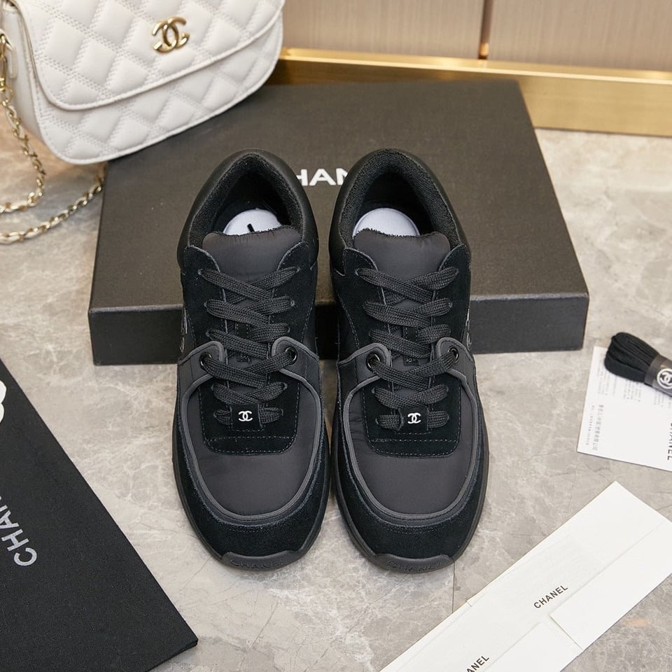 Chanel Suede Reflective Sneakers Black view 8