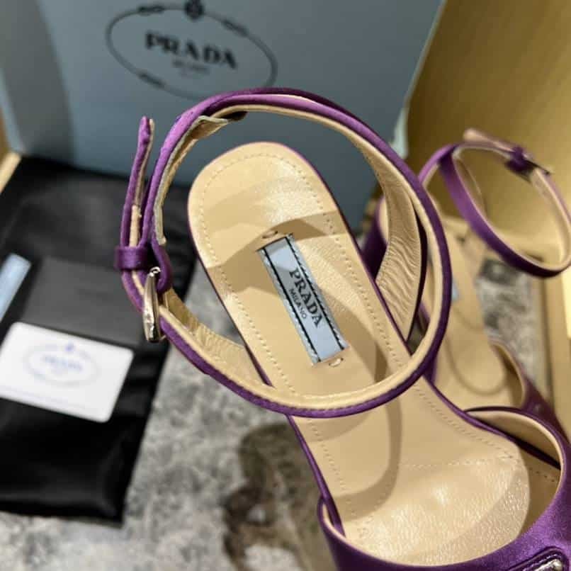 Prada High-Heeled Satin Sandals Violet 1Xp48B049F0030F135 view 3