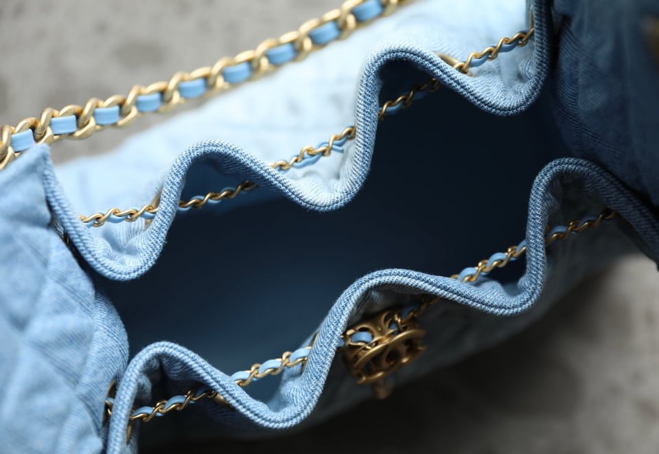 Chanel 25 Small Handbag Crossbody Bag Blue 30cm view 7