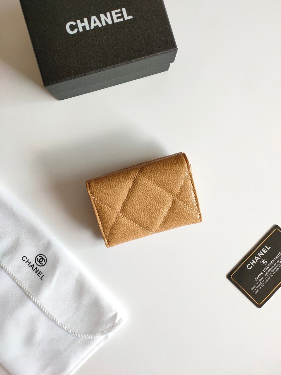Chanel Trifold Purse 12 Amber Grained Calfskin Gold Icon view 8
