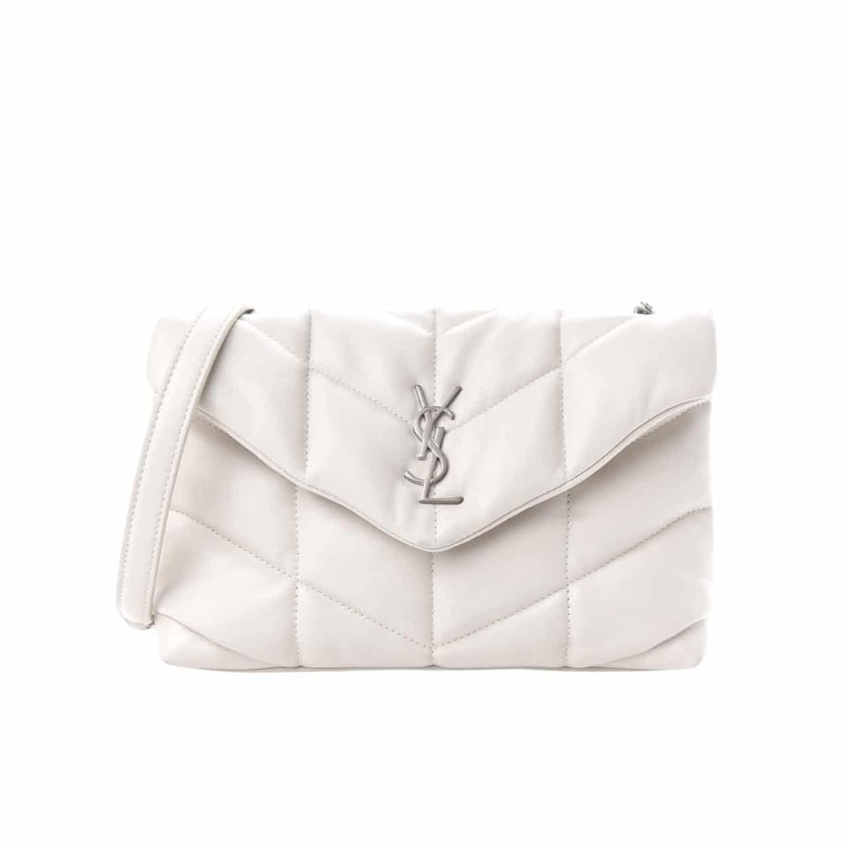 Saint Laurent Loulou Small Chain Bag In Matelasse Y White Silver 29Cm view 2