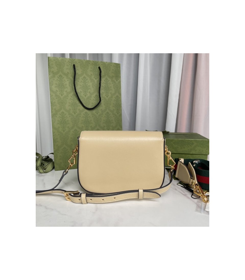 Gucci Horsebit 1955 Mini Bag in Beige Leather view 8