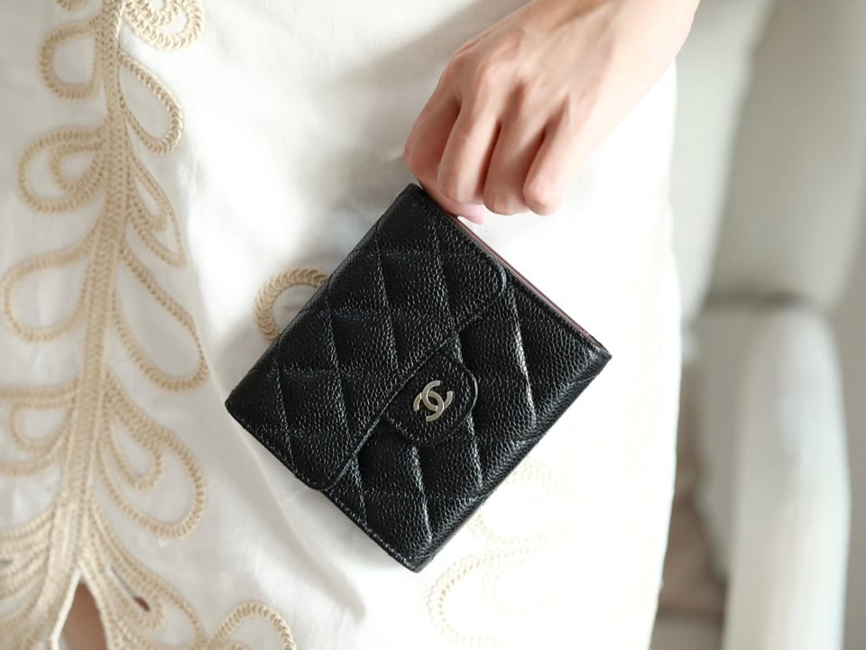 Chanel Flap Card Holder 11.5 Black Grained Calfskin Silver Icon view 8