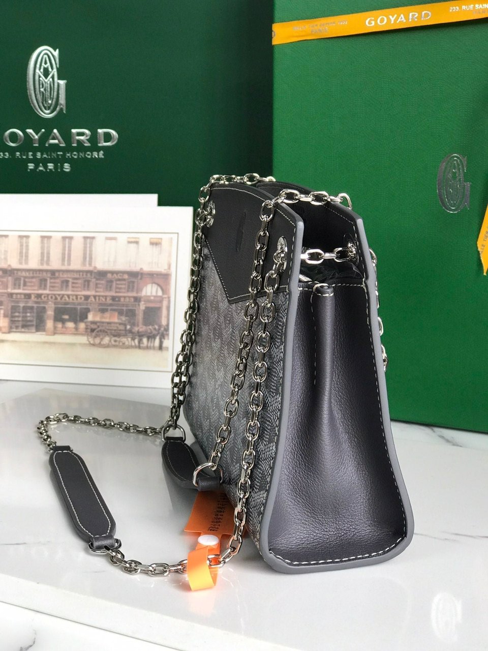 Goyard Rouette Structuré Mini Bag 21cm Grey Black Goyardine Canvas And Calfskin view 6