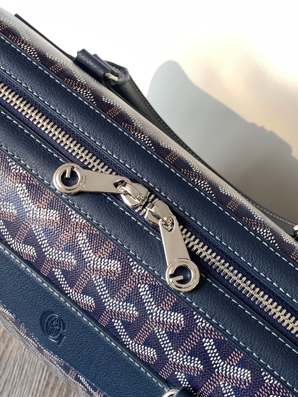 Goyard Cisalpin Document Case 39 Cm Navy Blue Goyardine Canvas And Calfskin view 7