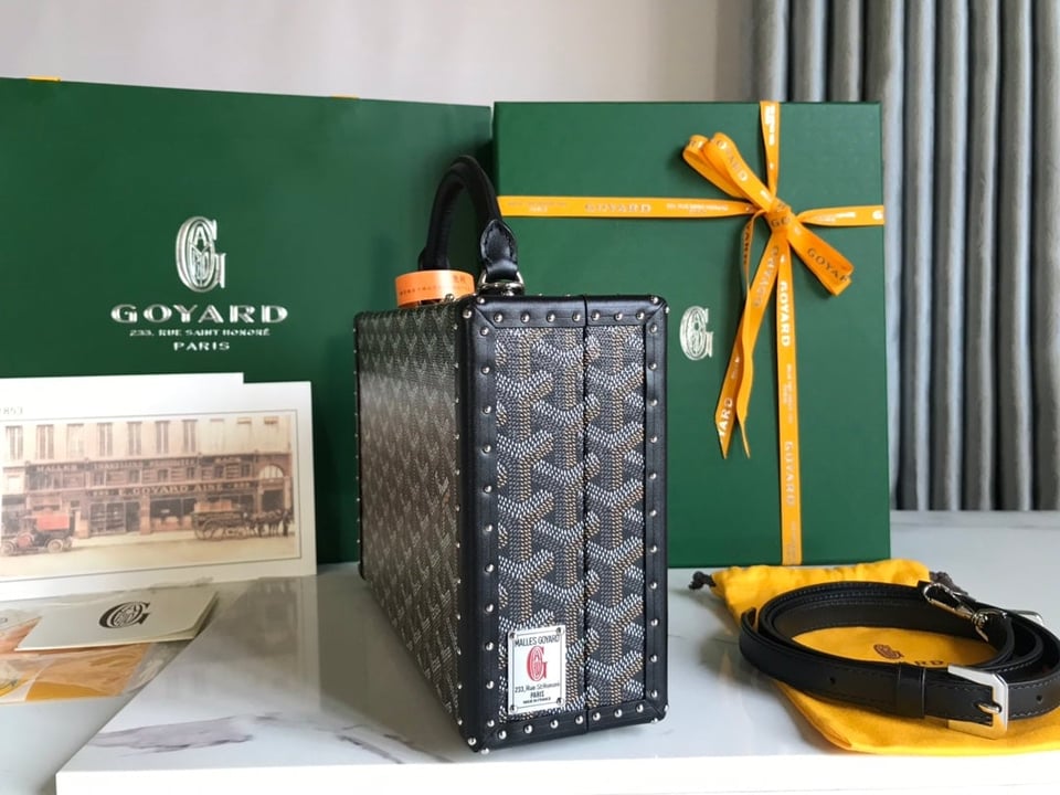 Goyard Grand Hôtel Trunk Bag 24.5cm Black Goyardine Canvas And Calfskin view 5