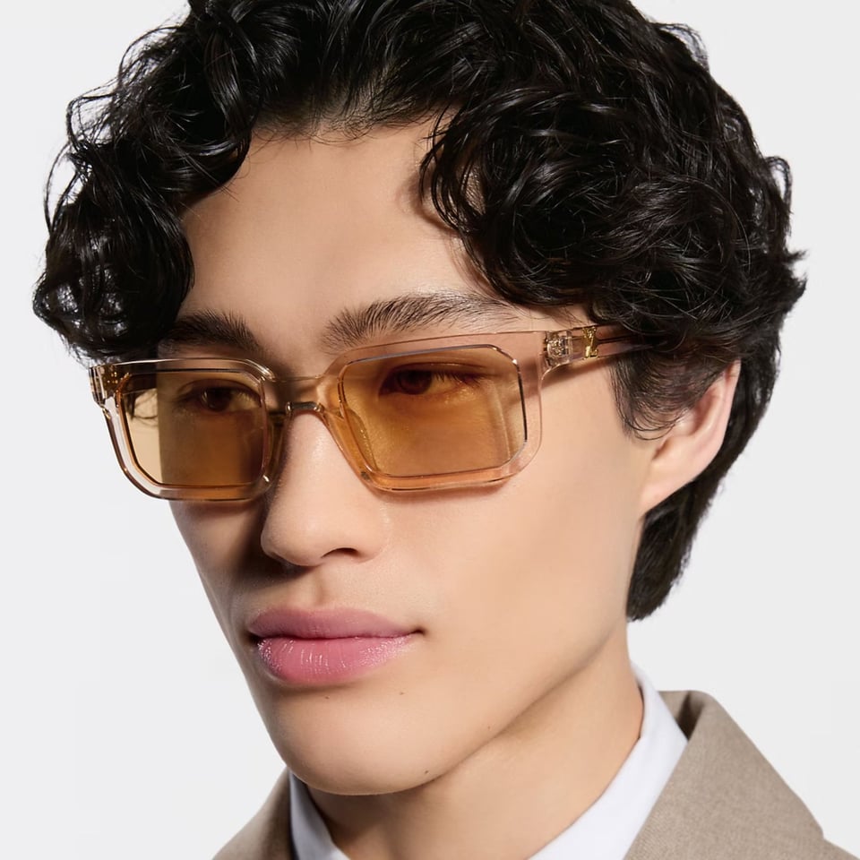 Louis Vuitton Hit Square-Shaped Sunglasses Crystal Champagne Brown Z3291U view 5