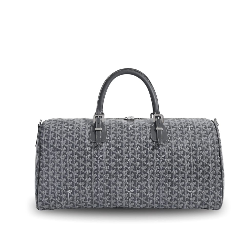Goyard Boston 50 Bag Cm Gray Goyardine Canvas And Calfskin Trim