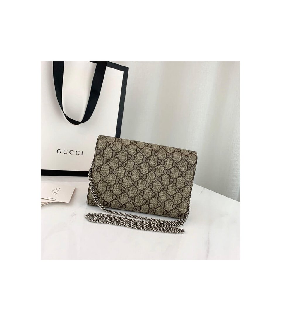 Gucci Dionysus GG Supreme Chain Wallet Beige 20cm view 5