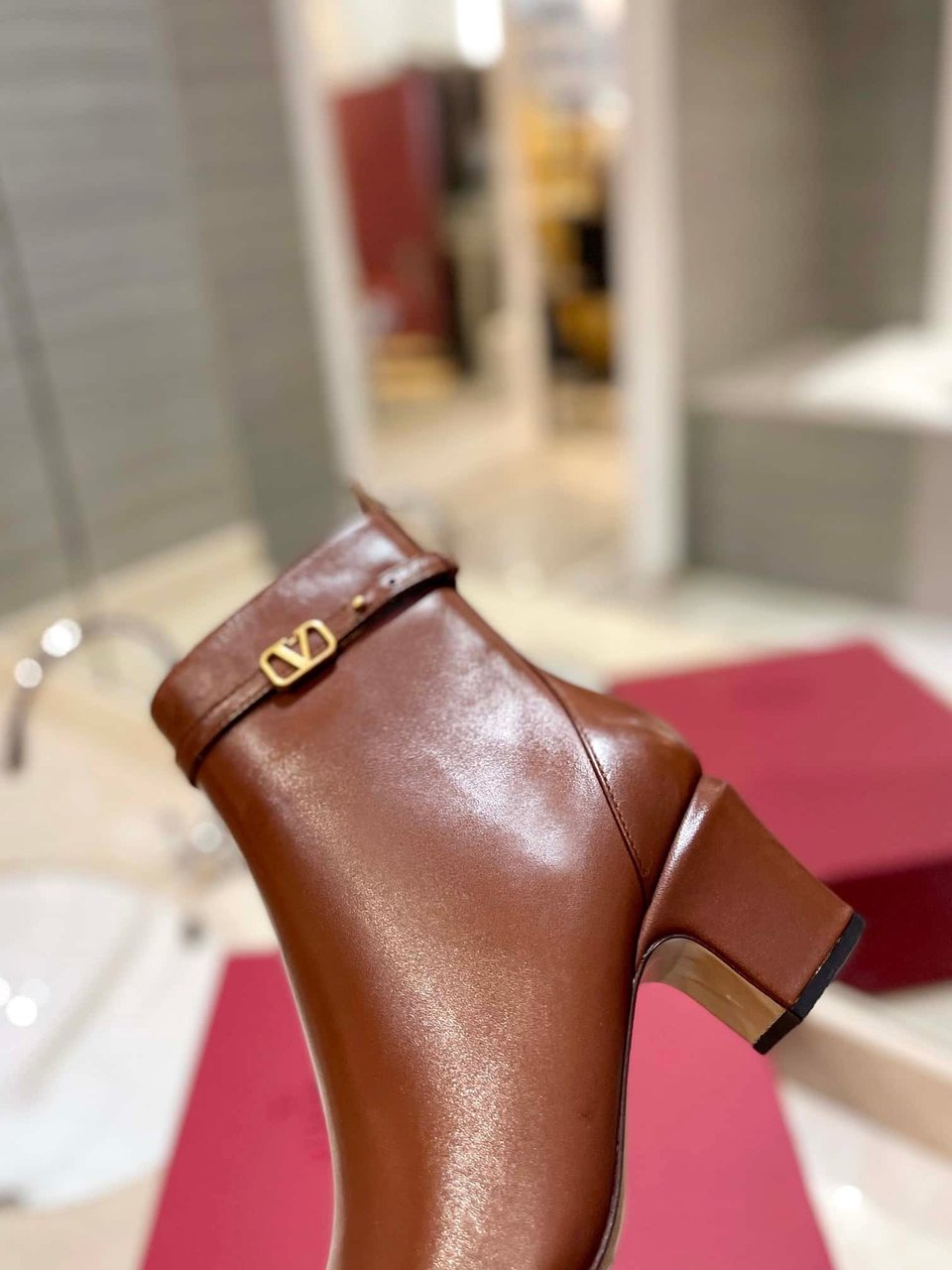 Valentino Garavani Tan Go Ankle Boot In Calfskin Leather Brown view 8