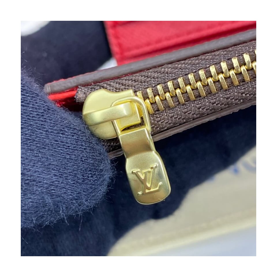 Louis Vuitton Damier Ebene Zoe Wallet Red view 8