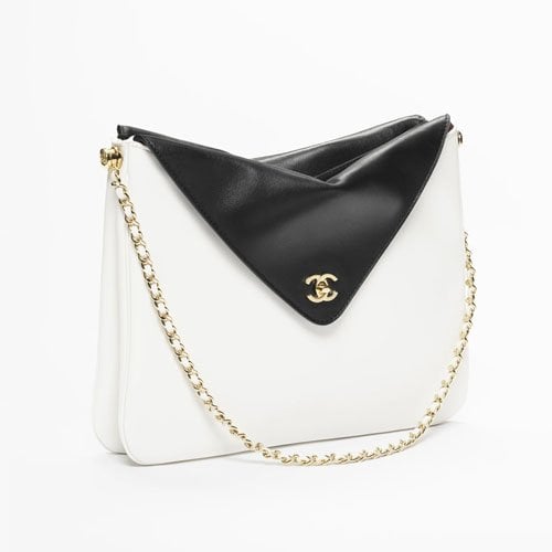 Chanel Hobo Bag Calfskin &amp; Gold-plated Metal Black &amp; White 29cm/11.4in Dark Red Wine AS6209 view 3
