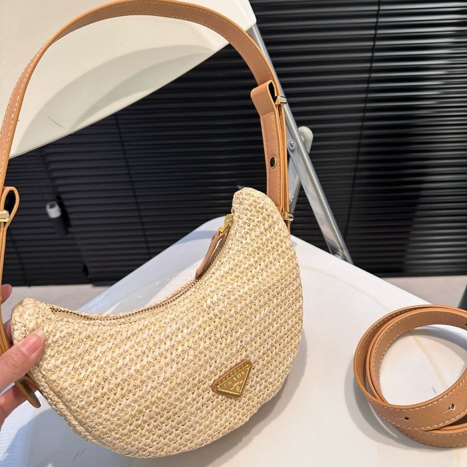 Prada Arqué Crochet Shoulder Bag Natural 22Cm view 5