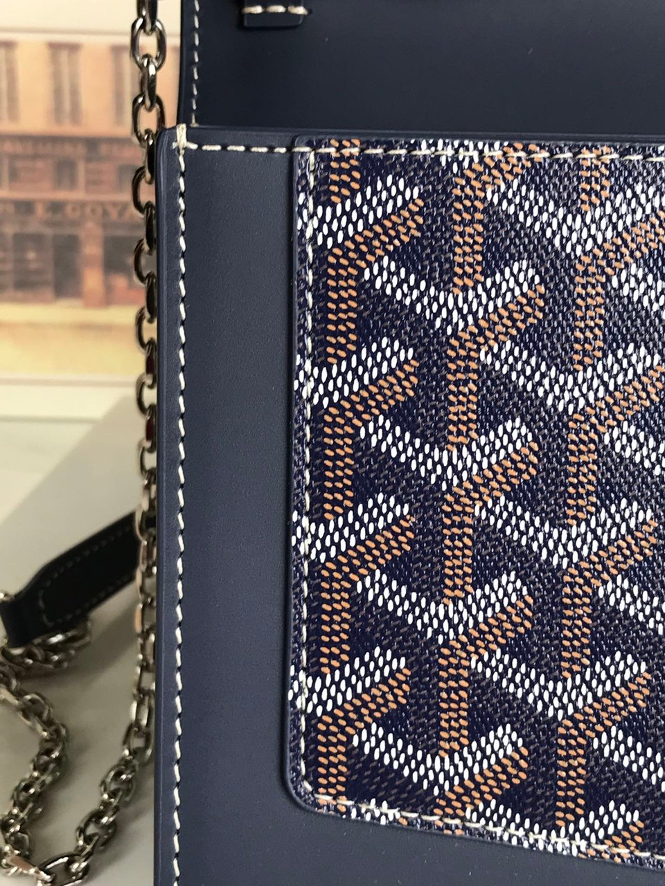 Goyard Duchesse Marie-Caroline Bag 25 Cm Navy Blue Goyardine Canvas And Smooth Calfskin view 5